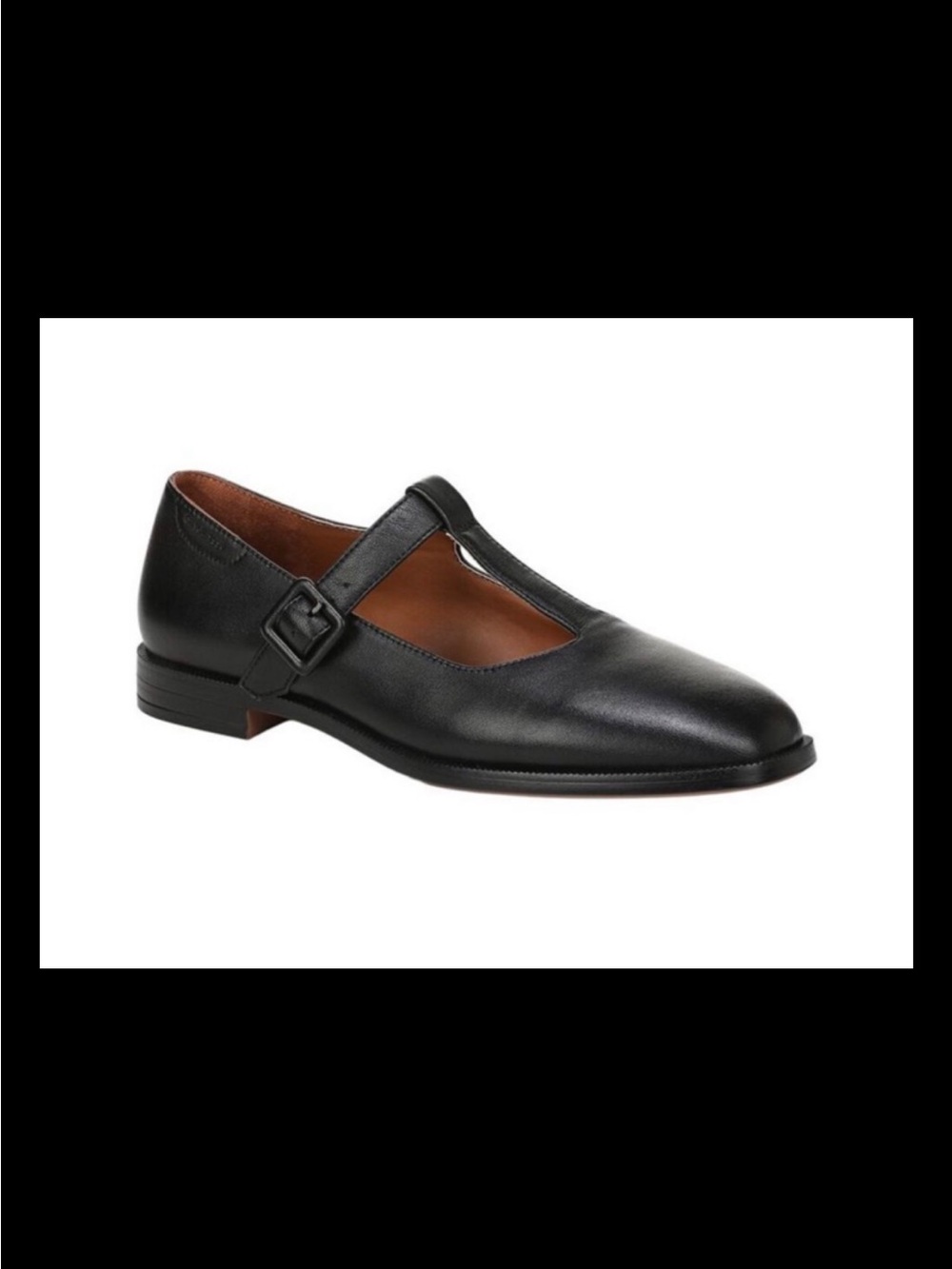 Franco Sarto Women’s Kenley Black Mary Jane T-Strap Leather Flats size 7.5